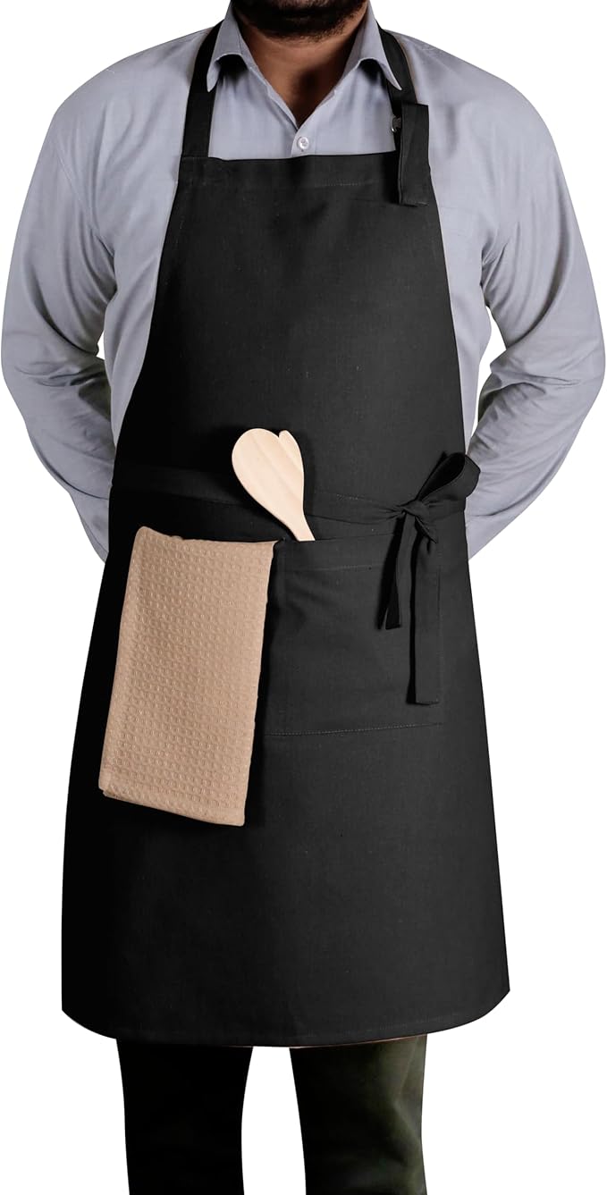 Native Fab Kitchen Apron 2 Pack - 100% Cotton Adjustable, Durable Apron with Pockets, Perfect for Cooking, Baking, Grilling