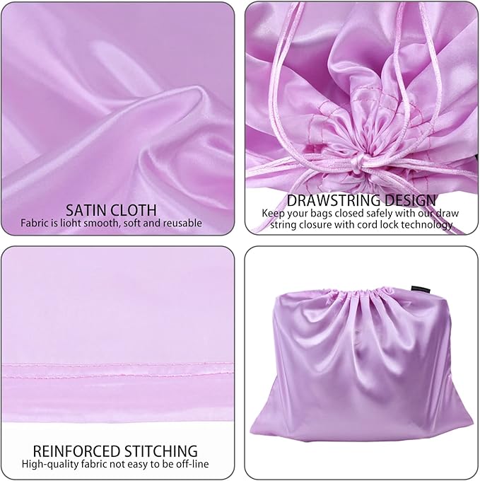 10 Pack Dust Bags for Purses and Handbags, Silk Dust Cover Storage Bag with Drawstring Travel Storage Pouch for Handbag Purse Shoes Boots (Pink, 19.6 × 15.7 in)