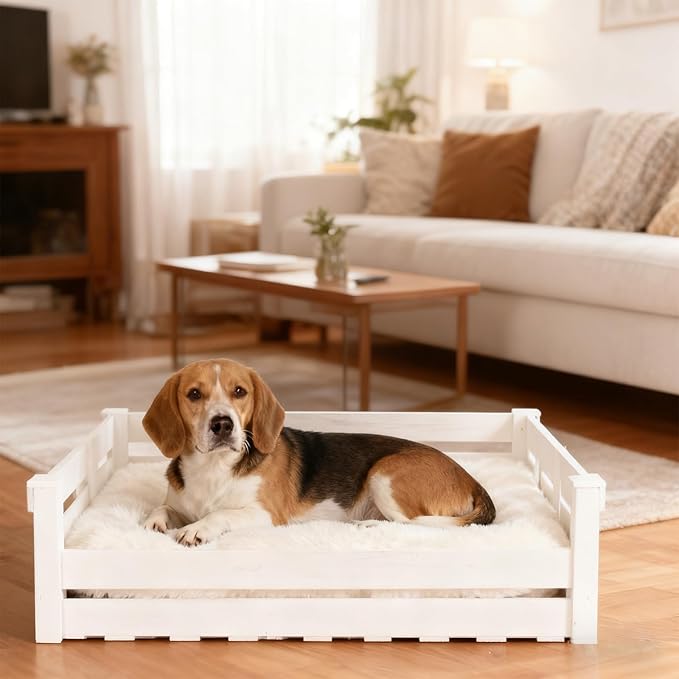 Dog Bed 30x19 for Medium Size Crate Very Soft and Comfy Washable, Fluffy Plushy Plush Pillow Bed Kennel Pad, Non-Slip and Machine Washable Pet Sleeping Mattress Mat for Medium Dogs, 30 Inch, Beige