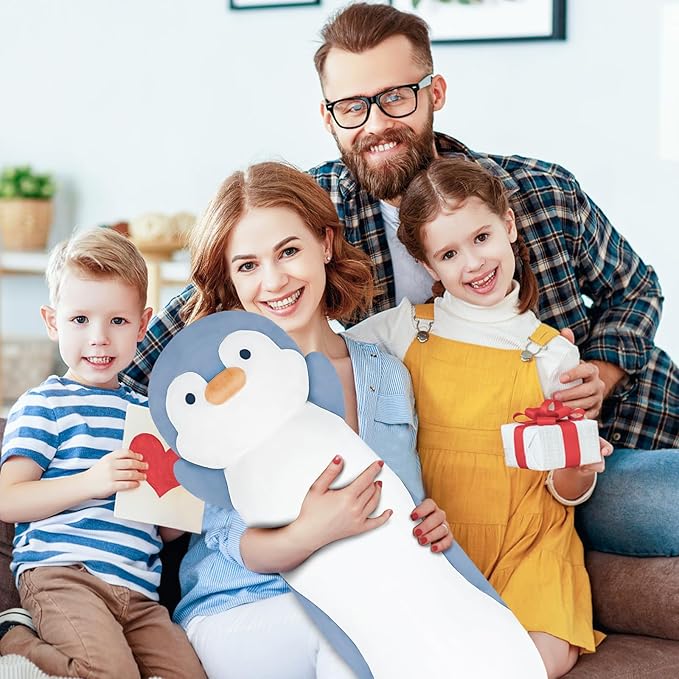 Dalmao 44 inch Giant Penguin Stuffed Long Body Pillow, Penguin Stuffed Animal, Jumbo Soft Plush Toy Plushies Cuddle Gift for Kids Boys Girls Birthday, Halloween, Christmas