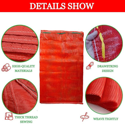 40Pcs Extra Large Mesh Produce Bags, Mesh Onion Bags 35.3" x 23.5" Reusable Drawstring Fresh Produce Storage Bags for Citrus Potato Onion Vegetable Storage Bags Sacks Holds up to 60 lbs (Orange, 10)