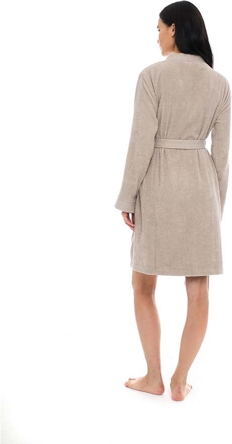 Seritaine Short Robes for Women, 100% Turkish Cotton Womens Robe, Luxury, Terry Cloth Long Spa Bathrobe