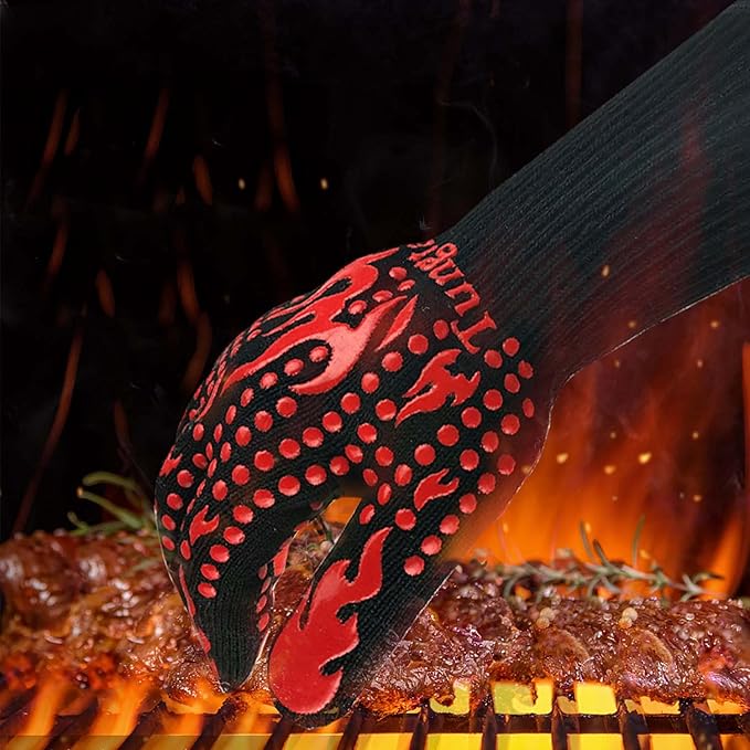 Oven Mitts Heat resistan BBQ Heat Proof Glove 1472℉ 14Inch Grill Glove for Men BBQ Gloves Gift Set for Cooking, Oven,Grilling, Baking, Welding (Long Cuff, Blue)
