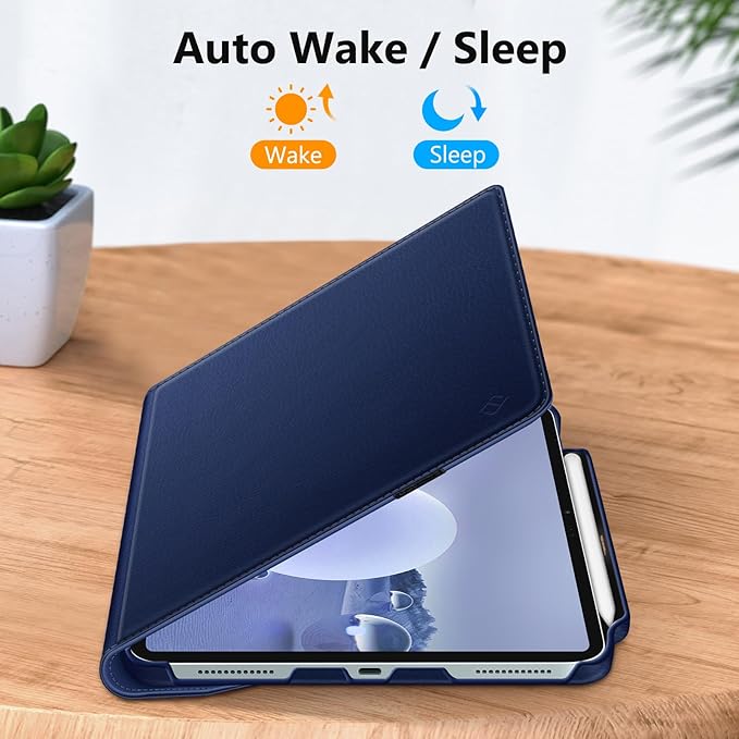 Fintie Rotating Case for iPad Air 13-inch (M3) 2025, (M2) 2024-360 Degree Swiveling Protective Stand Cover with Pencil Holder, Auto Wake/Sleep, Navy