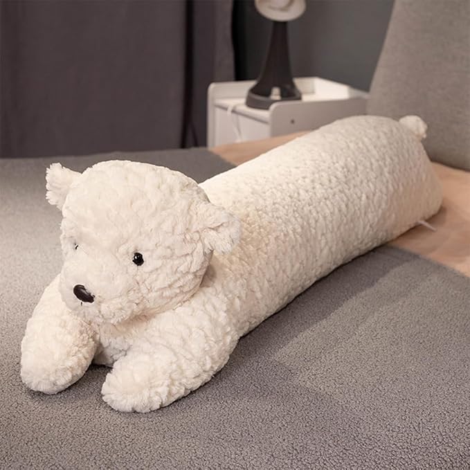 FEEZUSH Bear Plush Pillow - 35 inch Long Plush Bear - Birthday, Christmas, Valentine's Day Gift for Kids Boys Girls (White)