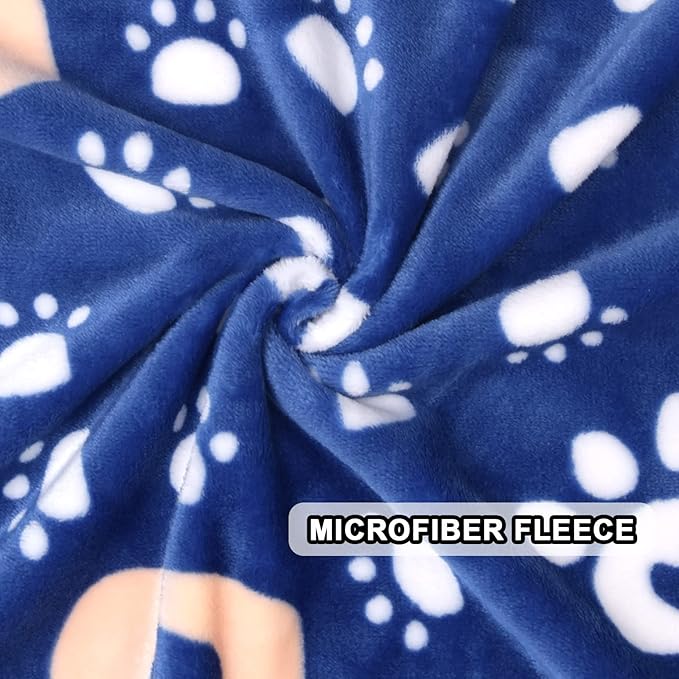 AHOOCUSTOM Dog Blanket, Soft Fleece Dog Blankets for Large Dogs, Fluffy Flannel Pet Cat Puppy Blanket Mat Cover for Bed Couch, Cute Paw Print Throw Blanket for Dogs, Blue 50"X40"