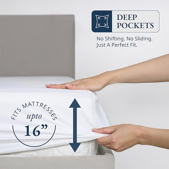 Lane Linen 100% Egyptian Cotton Twin Size Fitted Sheet Only (39"x75" + 15") - Elegant Sateen Weave, Ultra Soft, Breathable, Highly Durable, Deep Pockets Upto 17" - White
