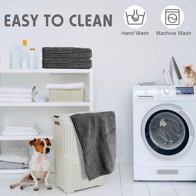 Amylove 4 Pcs Guinea Pig Cage Liner Guinea Pig Bedding Dog Door Mat for Muddy Pet Paws Washable Chenille Pee Pads Small Animal Sleeping Bed for Bunny Hamster(47 x 24 Inch,Rectangular,Dark Gray)