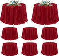 sancua Christmas Red 120 Inch Round Tablecloth, 8 Pack - Circle Polyester Fabric Table Cloth for Wedding Party Reception Banquet Birthday, Washable Formal Table Cover (Fit 48-96 Inch Tables)