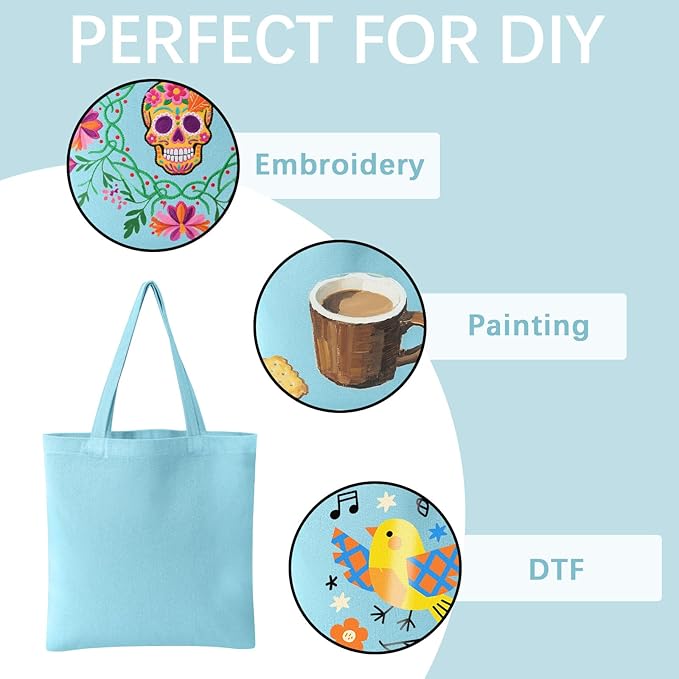 OKBA 10-Pack Blank Reusable Grocery Shopping Cloth Bags canvas tote bags Bulk DIY custom