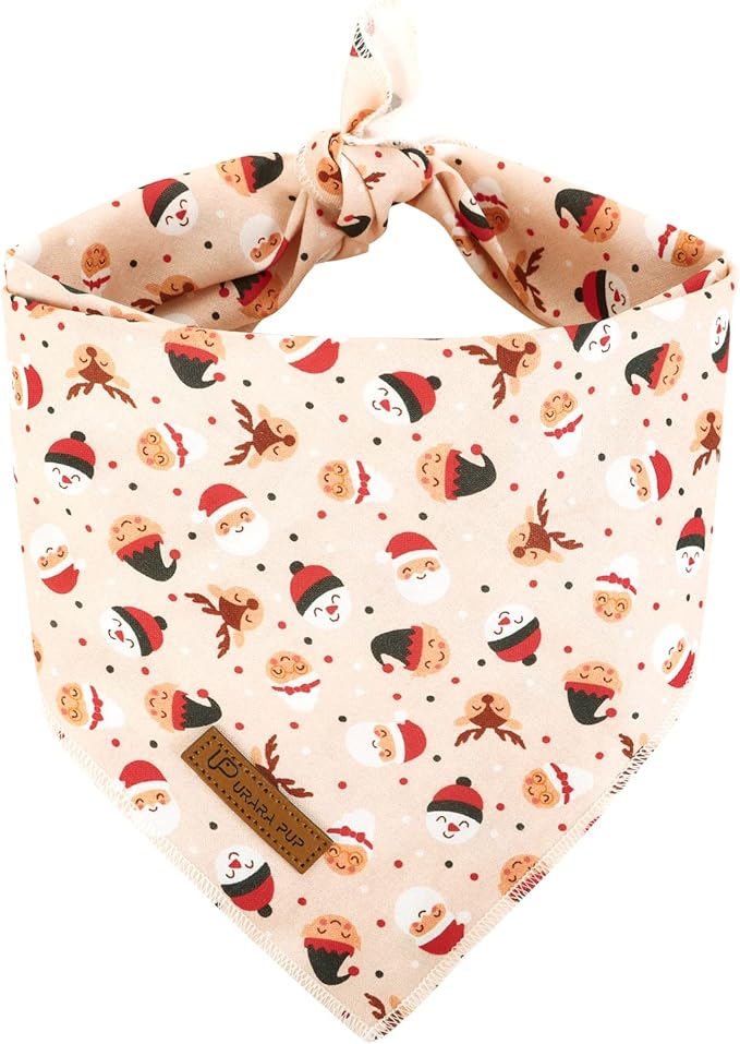 UP URARA PUP Christmas Dog Bandana, Christmas Triangle Bid Scarf with Cute Snowman, Cotton Pet Kerchief for Girl Boy Dogs or Cats, Adjustable Winter Dog Bandana for Small Medium Dogs