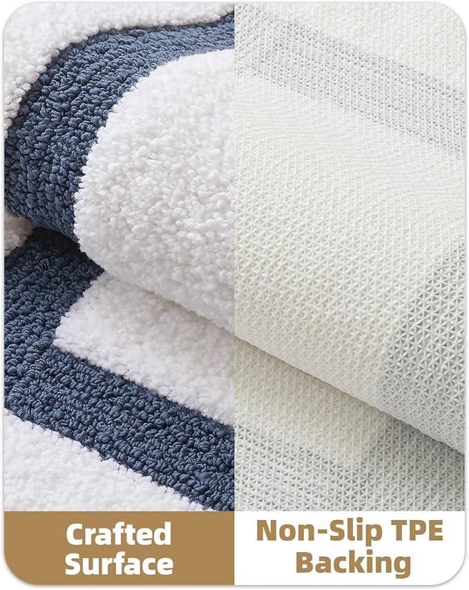 Color&Geometry Bathroom Rugs, Water Absorbent and Quick Dry Microfiber Bath Rugs-17"x30", Non-Slip, Machine Washable, Extra Soft Plush Bath Mats for Bathroom, Laundry Room, Shower and Tub