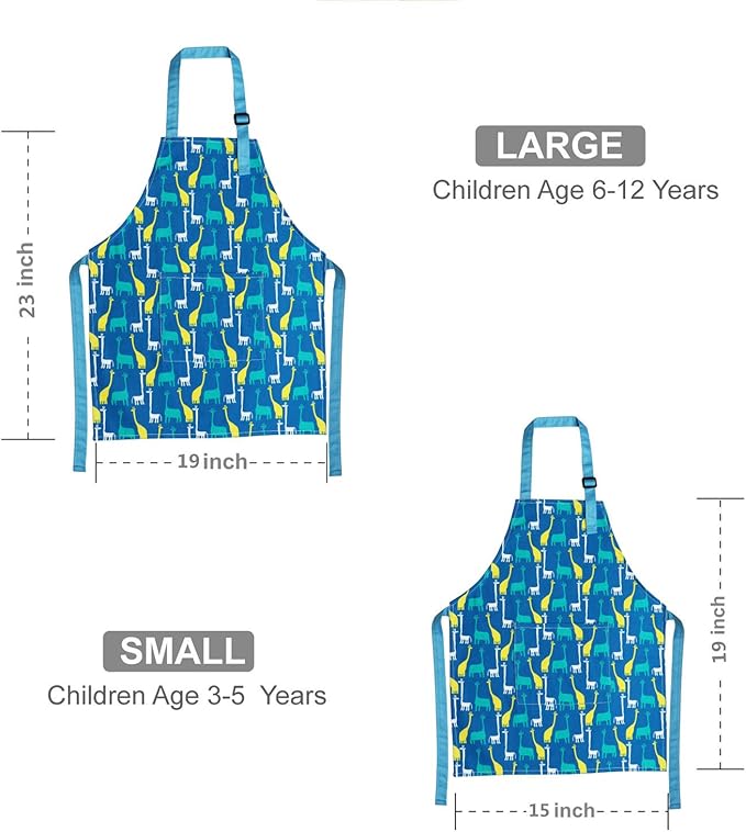 Jennice House Kids Aprons, Cotton Children Aprons with Adjustable Neck Strap Child Chef Aprons