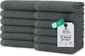 DAN RIVER 12 Pack Wash Cloths for Showering [12x12] - 100% Cotton Washcloths Premium Quality Flannel Face Cloths for Bathroom, Highly Absorbent and Soft Feel Wash Clothes, Grey