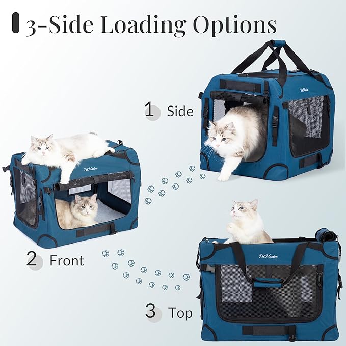 PetMasion Extra Large Cat Carrier for 2 Cats, Soft Pet Car Travel XL Bag for Large Big Cat 20lbs+, for Two Cats Long Trips Ride 24"x16.5"x16.5" with Litter Box
