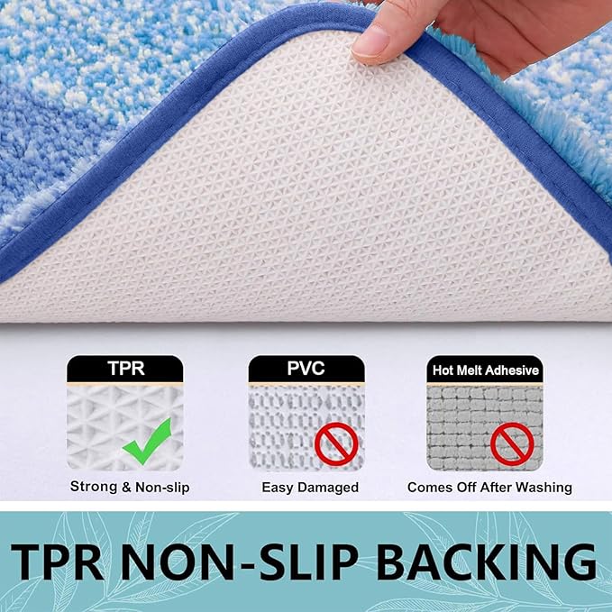 Arotive Microfiber Bathroom Rugs, Shaggy Soft and Absorbent Bath Rug, Non-Slip, Thick Plush Machine Washable Dry Bath Mats for Bathroom, Tub and Shower, 36x24, Light Royal Blue, Rectangular