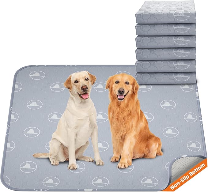 PJYuCien Washable Pee Pads for Dogs 6 Pack, 36" x 36" Non-Slip and Leak-Proof Pee Mat, Puppy Training Pads for Whelping, Playpen, Crate, Bed (Grey)