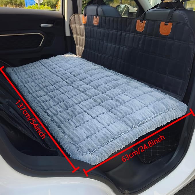 HOMEREFROM Dog Bed for Car, Backseat Pet Bed Mat, Dog Seat Cover for Car Back Seat, Non-Slip Travel Pet Mat, Fit for Backseat Extenders and Seat Covers (LightGray, 24.8x54inch)