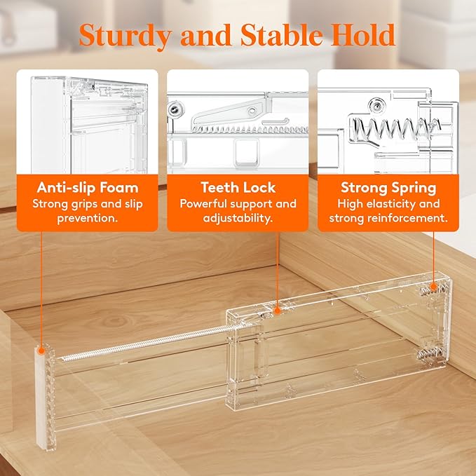 Lifewit Clear Drawer Dividers Adjustable Clothes Drawer Organizers, Expandable Drawer Separators, 12 Pack, 4" High/11-17 Long