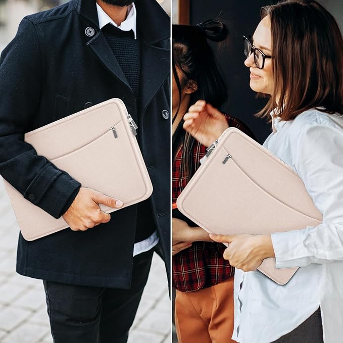 Laptop Case 15.6 inch, Shockproof Protective Laptop Cover Briefcase Carrying Computer Bag with Accessory Pocket, Portable Computer Sleeve Compatible with MacBook, HP, Dell, Lenovo, Asus, Pink