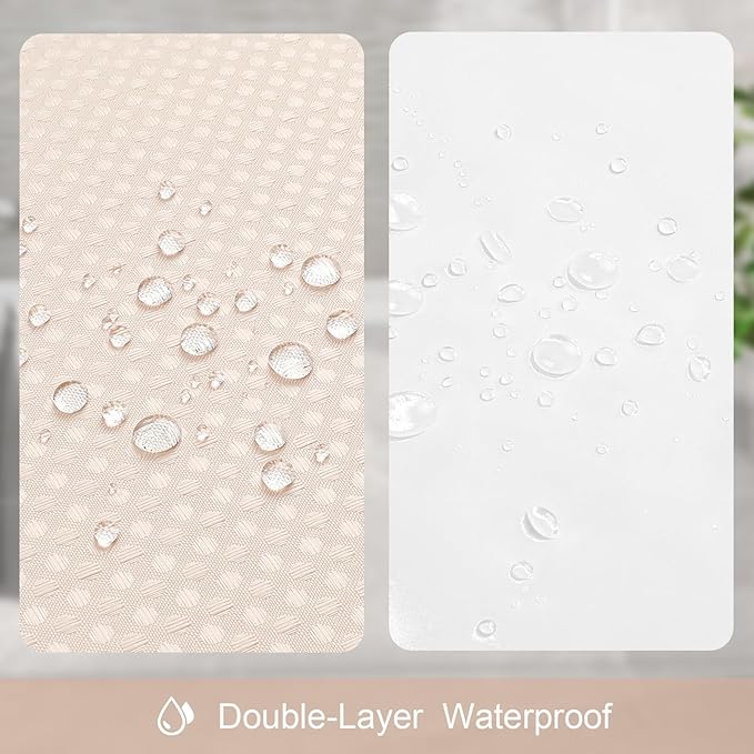 Craidlela 3 in 1 Long Blush Pink Shower Curtain Set-72 W x 78 H, Modern Waffle and PEVA Liner Set with 12 Stainless Steel Hooks, Waterproof Fabric for Bathroom