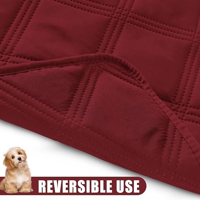 Smiry Waterproof Dog Bed Cover Blanket 52x82, Soft Reversible Pet Blanket, Washable Leakproof Cats Dogs Couch Cover for Sofa, Couch, Furniture, Lattice, Wine Red/Wine Red