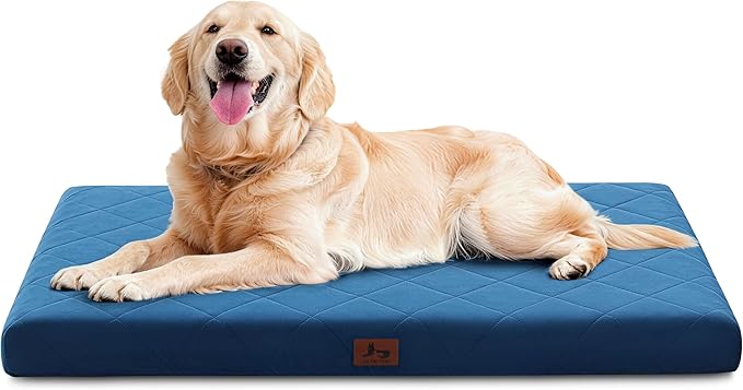Warmrest Orthopedic Dog Bed Mat Large Medium Sized Dogs, Waterproof Dog Crate Bed with Removable Cover, Washable Pet Bed with Egg Crate Foam, 35"x22"