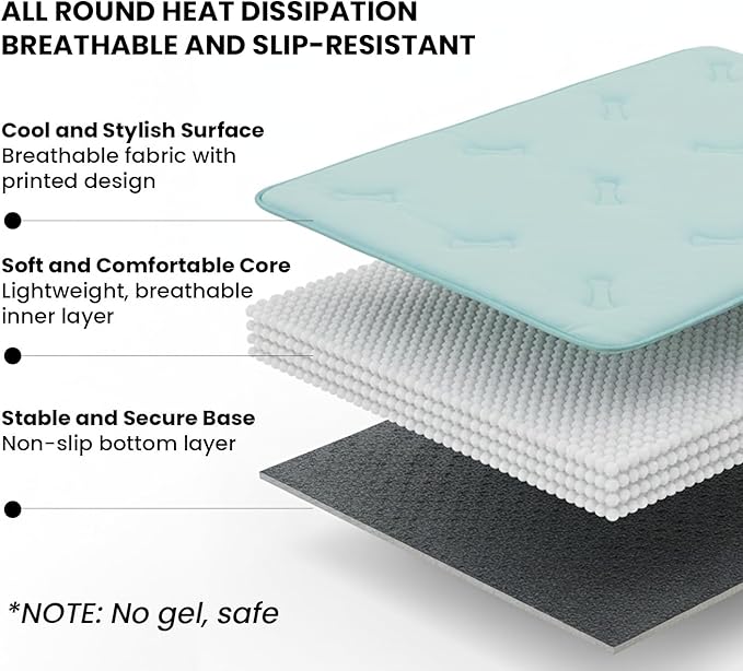 DORMORA Cooling Pet Mat – 41x28.5 Dog or Cat Cool & Comfy, Soft Breathable Self-Cooling Pad, Pet-Safe, Durable, Perfect for Hot Weather, Naps, Crates, Cars, Couch, Washable, Take Anywhere, Blue