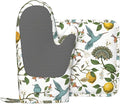 Hummingbird Lemon Flowers Oven Mitts and Pot Holders Sets, Home Silicone Heat Resistant BBQ Gloves for Kitchen Baking Cooking Grilling Microwave