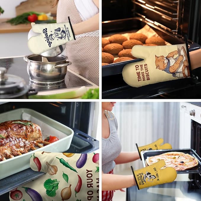DYJYBMY Don't Let Me Poison Your Food Funny Oven Double Mitts (One Pair), Funny Vintage Ladies Kitchen Gadgets for Women, Housewarming Gift for Chef Friends, Hostess Baking Gift for Mom Sisters