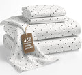LANE LINEN California King Sheet Sets Deep Pocket – 450 Thread Count 100% Cotton Bedsheets, Soft Sateen Weave, 15” Fully Elasticized Fitted Sheet, Premium Sheet & Pillowcase Sets, Polka Dot Black