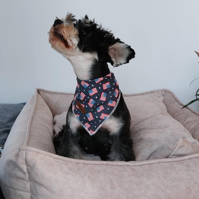 UP URARA PUP 4th of July Dog Bandana, Patriotic Bandana for Medium Large Dog, Cute Patriotic Puppy Bandana, Cotton American Flag Pet Triangle Bid Scarf Kerchief for Girl Boy Dogs
