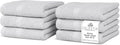 Villa Celestia 100% Cotton Wash Cloth for face & Body Set of 6, (12 x 12 inches) Sustainable, Soft, Highly Absorbent, Combed Cotton Wash Cloths Pack of 6 for Hotels, Spa, Bathroom, Dorm, Silver