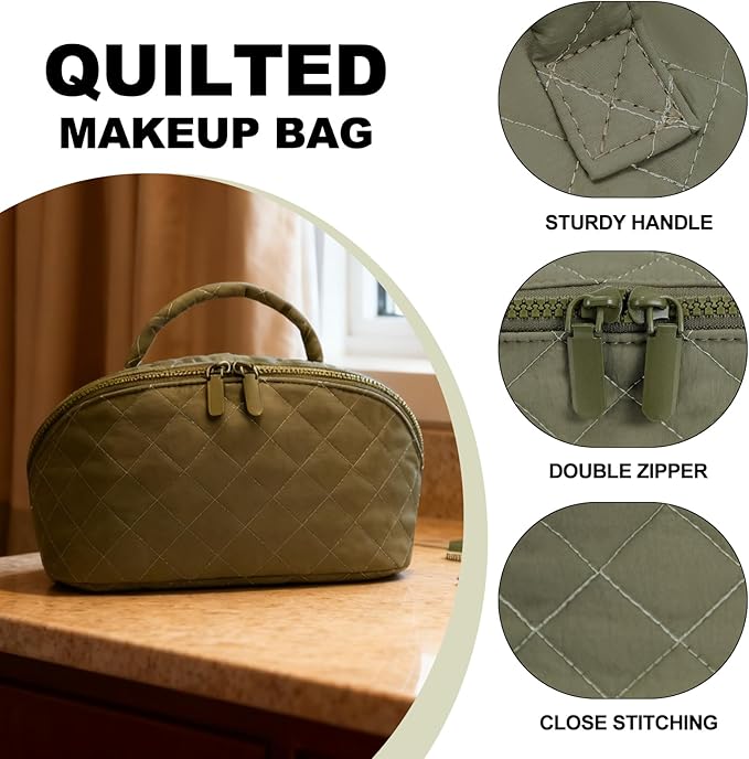SXS LACONIC Makeup Bag,Quilted Puffer Cosmetic Bags,Travel Toiletry Bag for Women,Large Capacity Waterproof Make up Bag Set