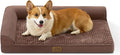 COZY KISS Orthopedic Dog Bed for Large Medium Size Dog, Dogs Crate Bed, L Shaped Foam Anti-Slip Bottom Pet Cat Sofa with Washable Removable Cover, Suitable for Pet Up to 75 lbs, 36x27x7.5 inch, Brown