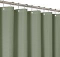 THAIGEE 2-in-1 Waterproof Fabric Shower Curtain - No Separate Liner Needed, Hotel-Style Waffle Weave, Effortless Cleaning & Washable Bathroom Shower Curtain Set,72Wx78H,SageGreen