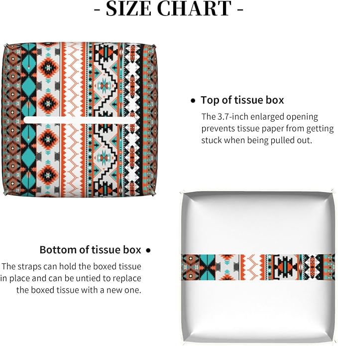 PVC Tissue Box Cover Holder,Aztec Square Decorative Organizer,5.2"X5.2"X5.2" Tissue Case for Bathroom, Tabletop, Car, Office