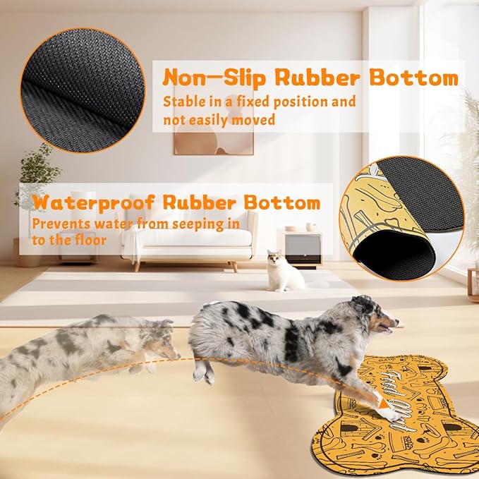 Pet Feeding Mat - Absorbent Dog Food Mat for Floors Waterproof，Dog Cat Placemat Mat for Food and Water Bowls - No Stains No Sliding Quick Dry Water Eating Dish Mat
