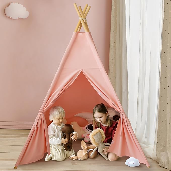 RongFa Teepee Tent for Kids-Portable Children Play Tent Indoor Outdoor (Pink)