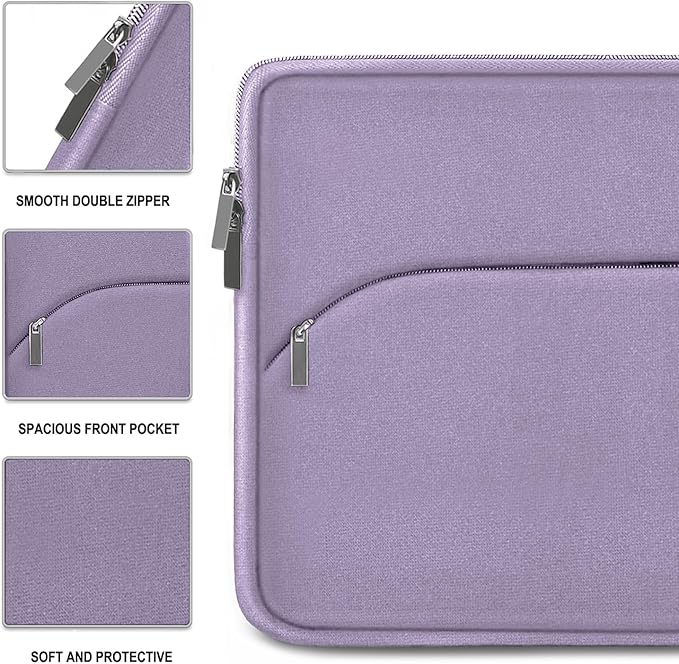 Laptop Sleeve Case 13.3 inch, Portable Monitor Protective Laptop Case with Front Pocket Computer Bag Compatible with MacBook Air Pro 13.3 inch 14 inch, Dell, HP, Lavender