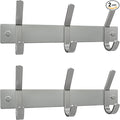 Small Coat Rack Wall Mount – Brushed Nickel 9 Inch Stainless Steel Hook Rail with 3 Heavy Duty Double Coat Hooks – Wall Mounted Coat Hanger for Entryway, Bathroom, Bedroom, Hat Organizer - 2 Pack