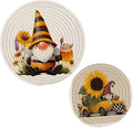Boccsty Spring Gnome Trivets for Hot Pots and Pans Sunflower Truck Pot Holders 2PCS Hot Pads Kitchen Pot Holder for Counter Table Countertop Farmhouse