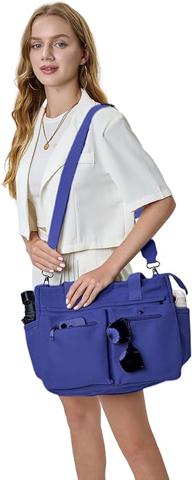 Women's Large Canvas Tote Bag Set (2PCs) - Ideal for Laptop, Hobo, Crossbody, Handbag, Travel, Gym & Work