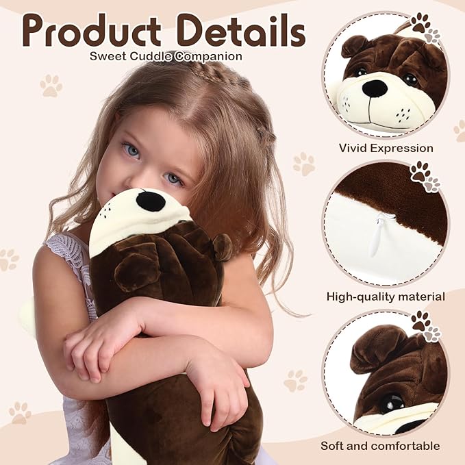 Vertintong 17.7" Huggable Dog Plush, Cute Stuffed Animal, Soft Adorable Cuddle Companion for Kids, Easter Birthday Plush Pillow Gift for Boys and Girls