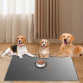 40"x30" Extra Large Silicone Pet Food Mat, XXL Pet Feeding Mat with Raised Edges, Waterproof Dog Bowl Mat for Food and Water, Cat and Dog Placemat for Floors, Light Gray