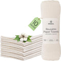 mioeco 10 Pack Kitchen unPaper Towels Washable - Super Absorbent Natural Paper Towels - Natural Cotton - Reusable, Paperless Kitchen Dish Cloths - 100% Organic