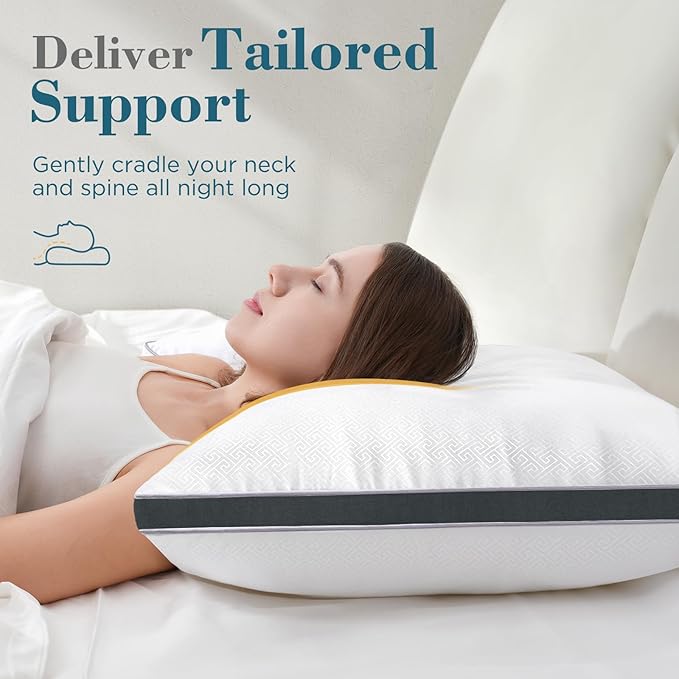 viewstar Pillows Queen Size Set of 2, Hotel Quality Cooling Down Alternative Gusseted Bed Pillows for Side, Back, or Stomach Sleepers, Dark Grey