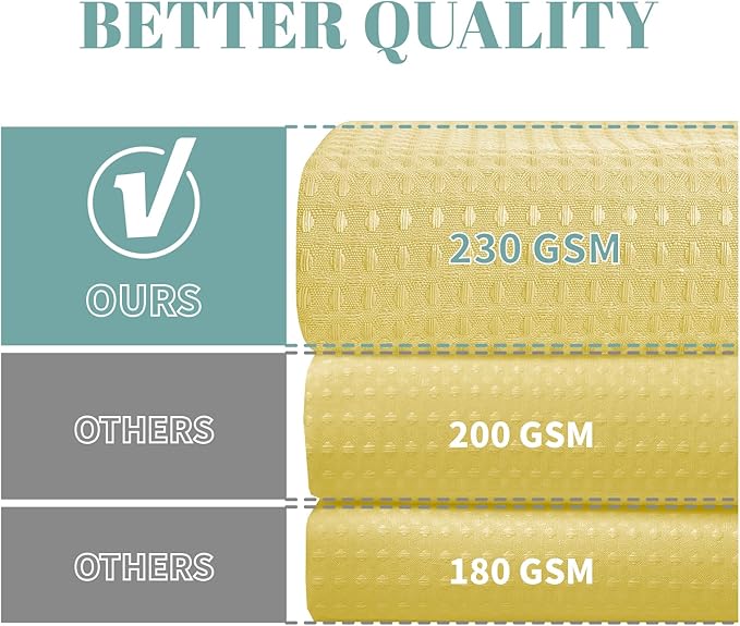 eachope Yellow No Hook Waffle Weave Shower Curtain with snap-in Liner Replacement, 230GSM Waterproof Fabric Hotel Shower Curtain Set for Bathroom, Through Mesh Top Window,71Wx80H