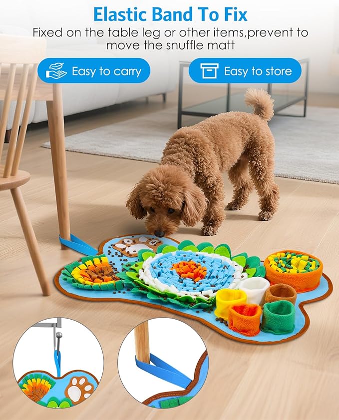 AMIR Snuffle Mat for Dogs, Sniff Mat Slow Feeding, Dog Snuffle Mat Encourages Natural Foraging Skills, Slow Eating, Help Stress Relief and Training
