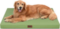 Tail Stories Outdoor Orthopedic Dog Bed for Extra Large Dogs, XL Waterproof Flat Pet Bed 44x32 Inch, Egg Crate Foam with Removable Washable Oxford Cooling Cover, Light Green